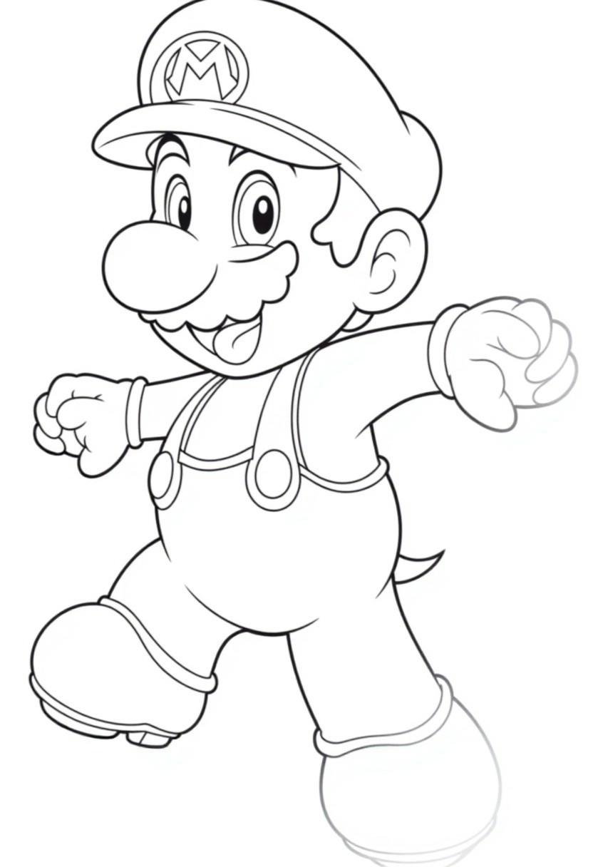 coloring page,  close up of mario by CtrlAltArt on Tensor.Art