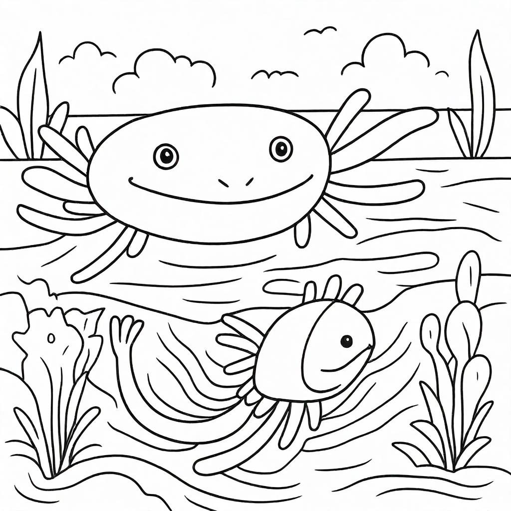 coloring page,  axolotl,  ocean by CtrlAltArt on Tensor.Art