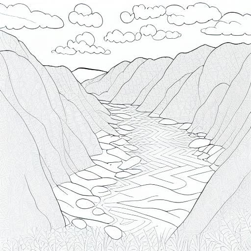 coloring page,  a landscape scenery of hills by CtrlAltArt on Tensor.Art