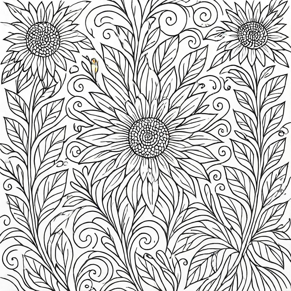 coloring page,  a sunflower by CtrlAltArt on Tensor.Art