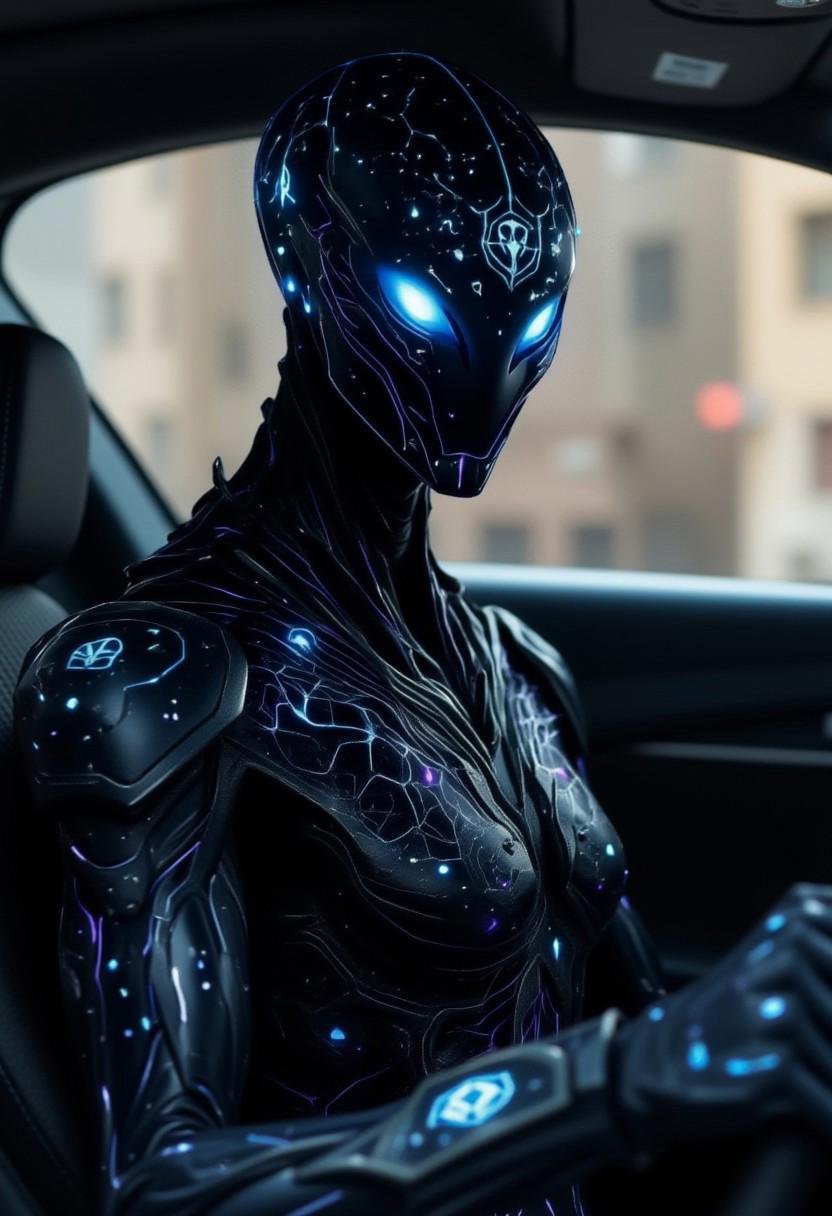 Zylon,  Alien,  dark metallic skin by CtrlAltArt on Tensor.Art