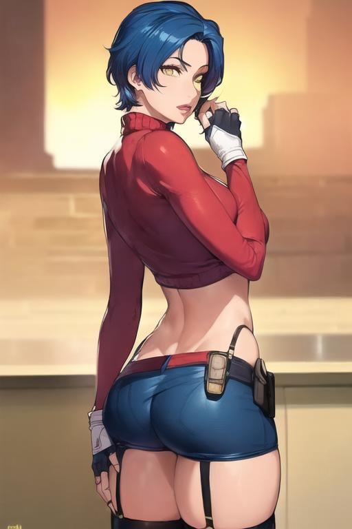(((solo,  blue hair,  gloves by tangokiss on Tensor.Art