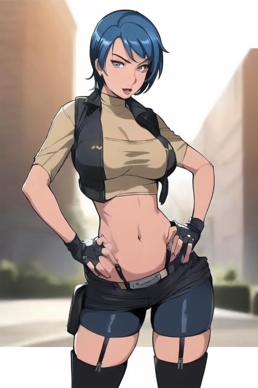 (((solo,  blue hair,  gloves by tangokiss on Tensor.Art