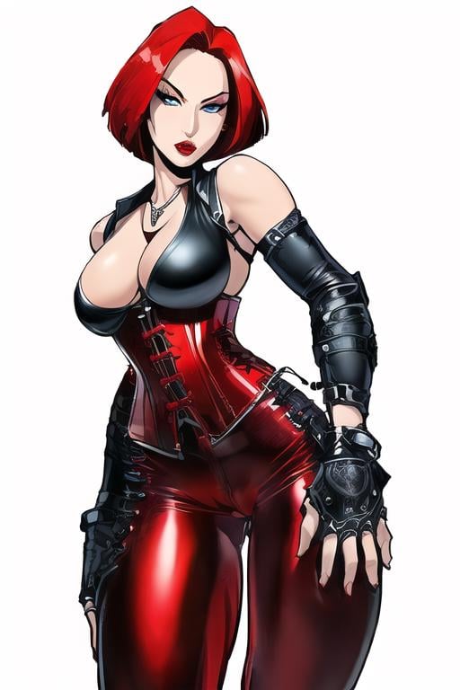 (((solo,  (black corset),  red detail in corset by tangokiss on Tensor.Art