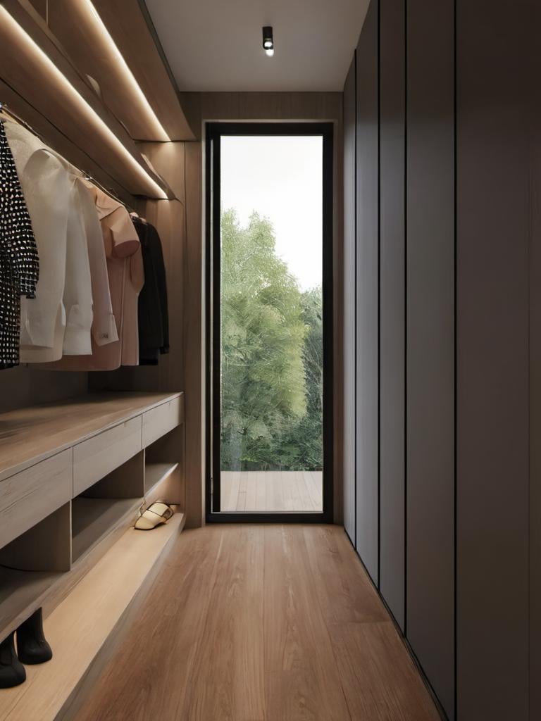 cloakroom,  wood flooring,  glass door by Gavin on Tensor.Art