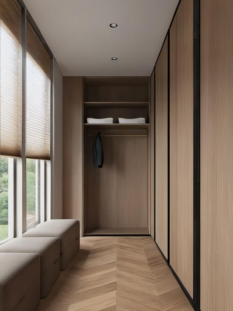 cloakroom,  wood flooring,  glass door by Gavin on Tensor.Art