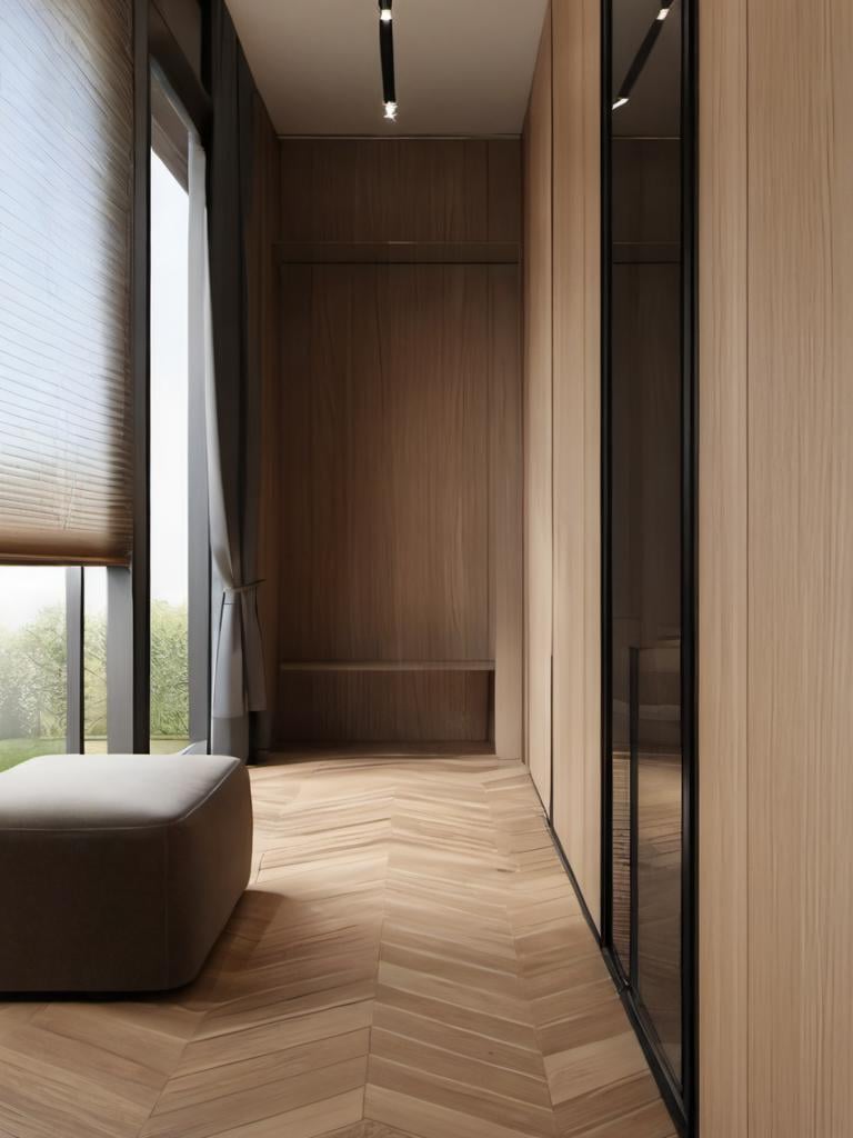 cloakroom,  wood flooring,  glass door by Gavin on Tensor.Art