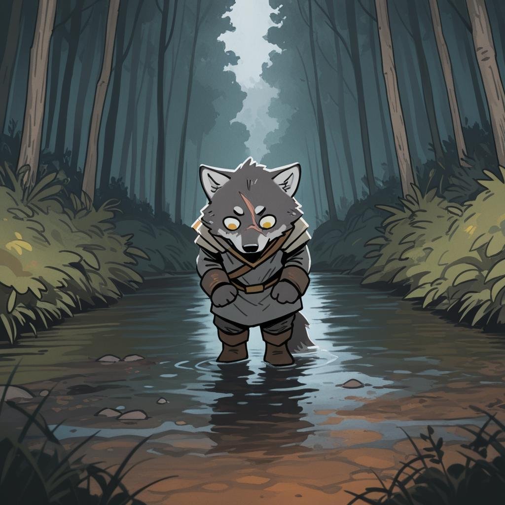 ROOT,  young wolf,  forest by neznajka_na_lune on Tensor.Art