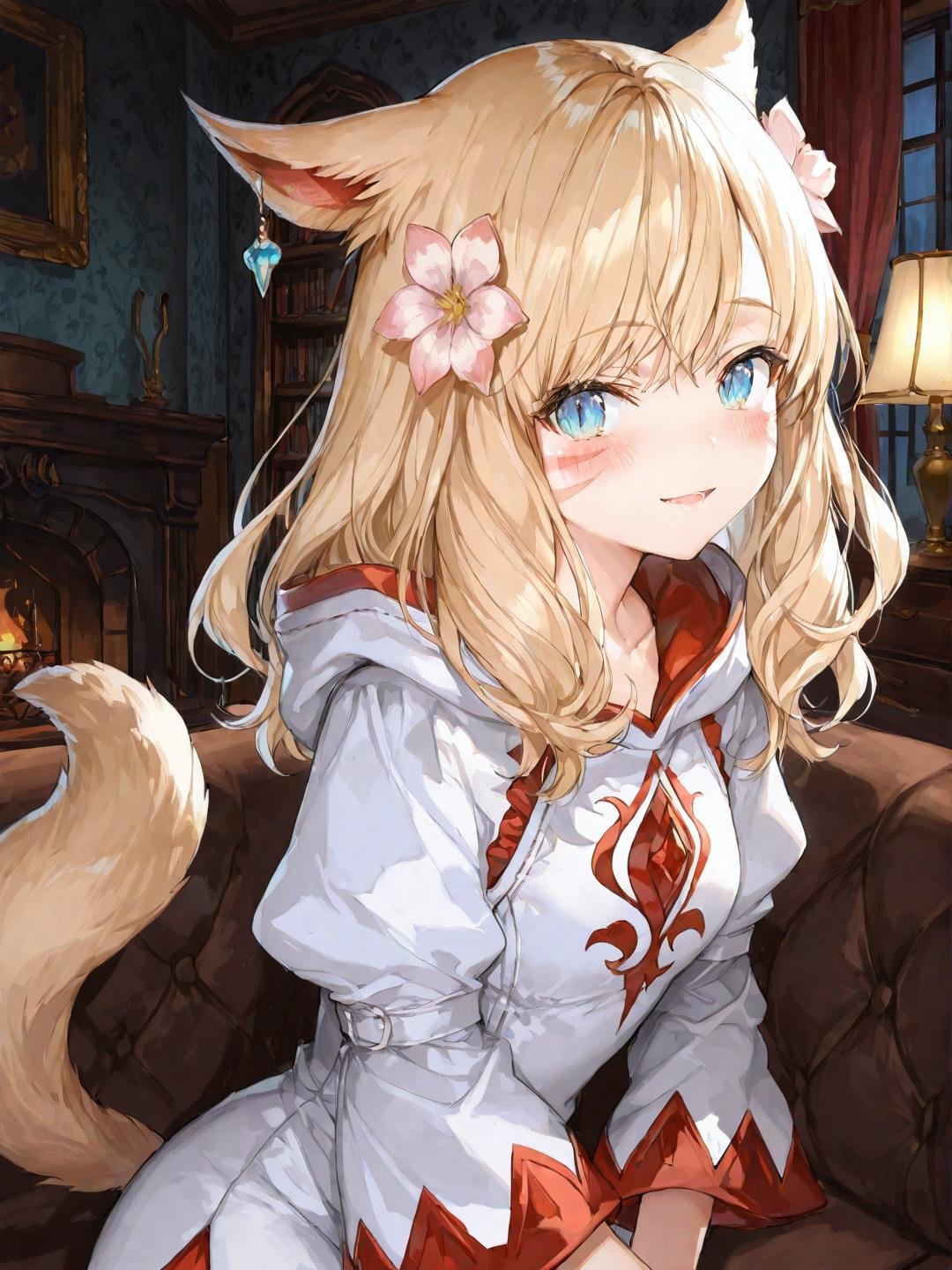 momokoffxiv,  miqo'te,  blue eyes by Romangelo on Tensor.Art