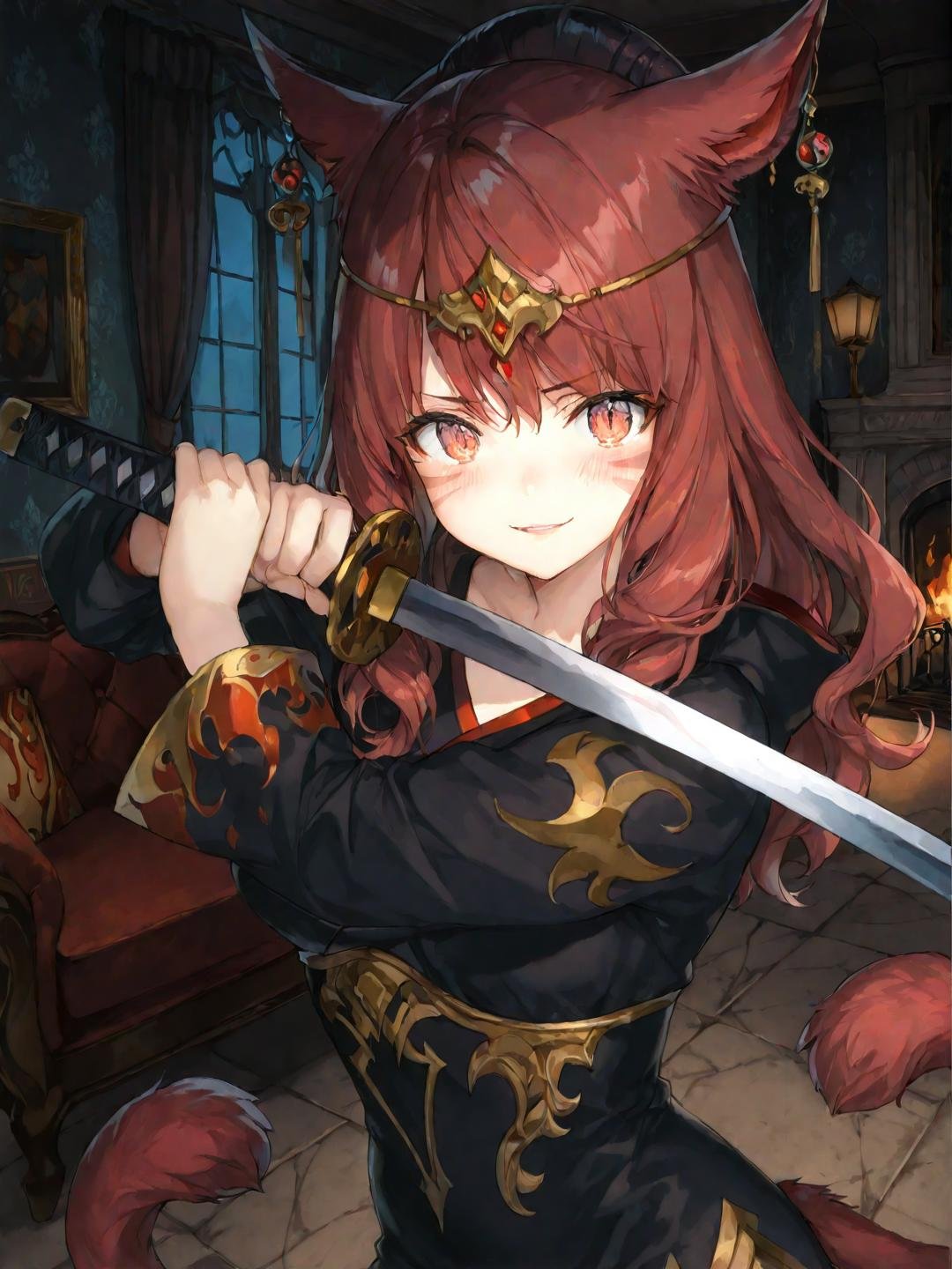 momokoffxiv,  miqo'te,  red eyes by Romangelo on Tensor.Art