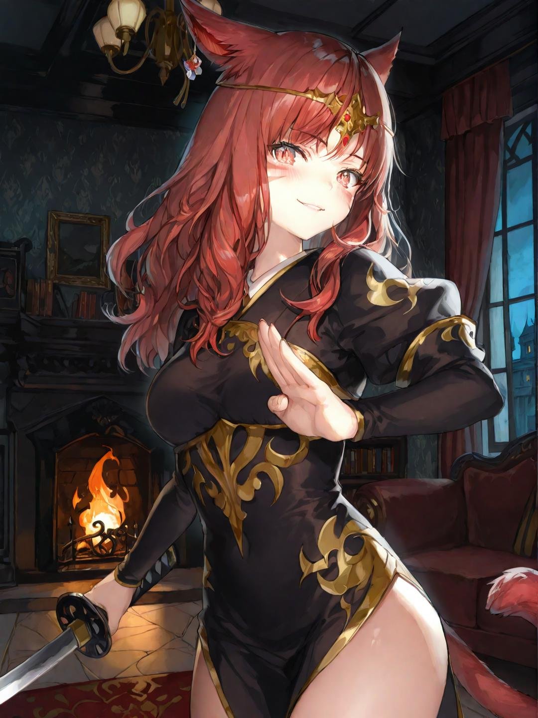 momokoffxiv,  miqo'te,  red eyes by Romangelo on Tensor.Art