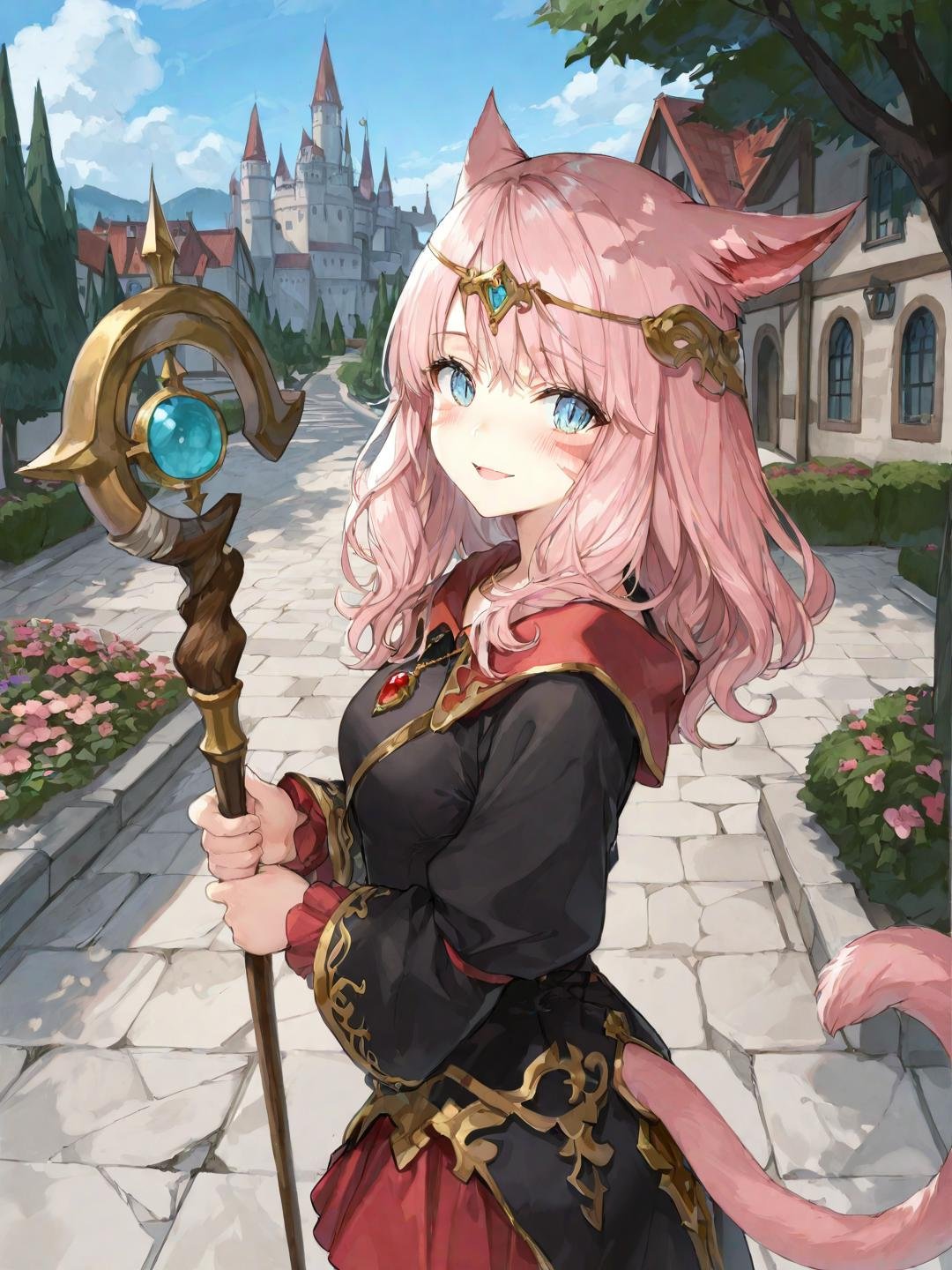 momokoffxiv,  miqo'te,  blue eyes by Romangelo on Tensor.Art