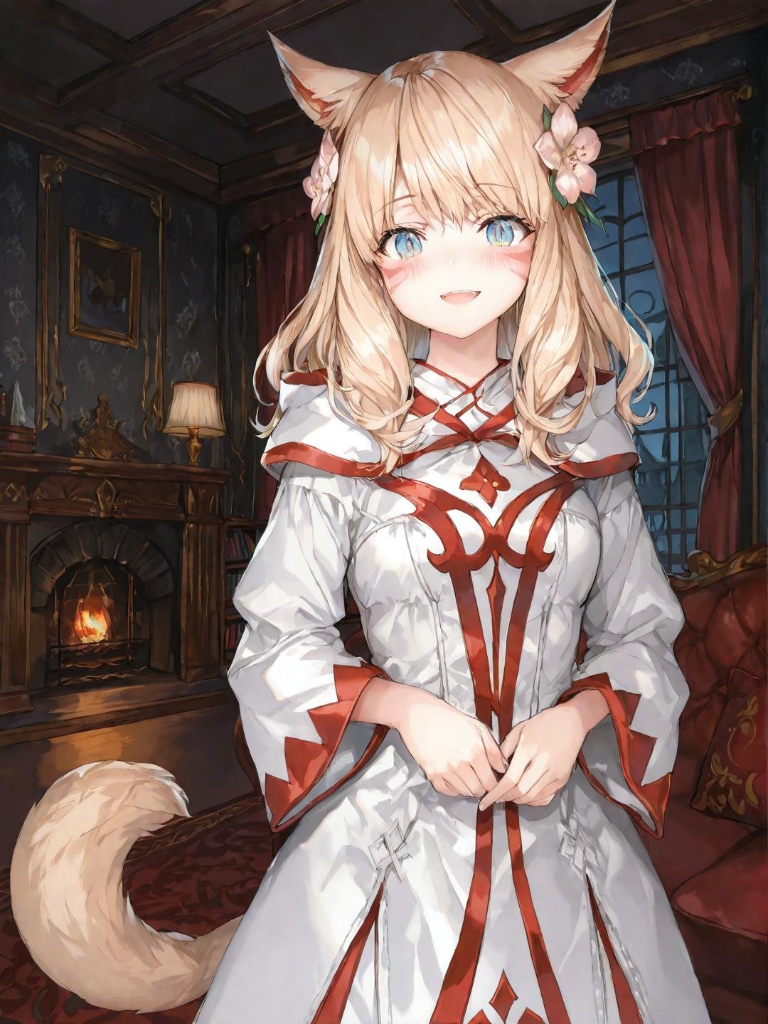 momokoffxiv,  miqo'te,  blue eyes by Romangelo on Tensor.Art