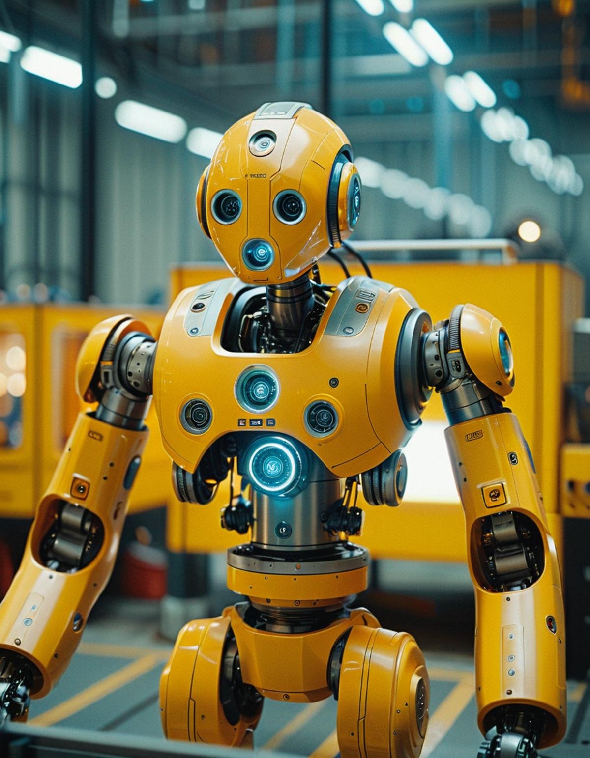 cinematic still midjourneylora,  1robot,  working in factory . emotional by Zwaetschge on Tensor.Art
