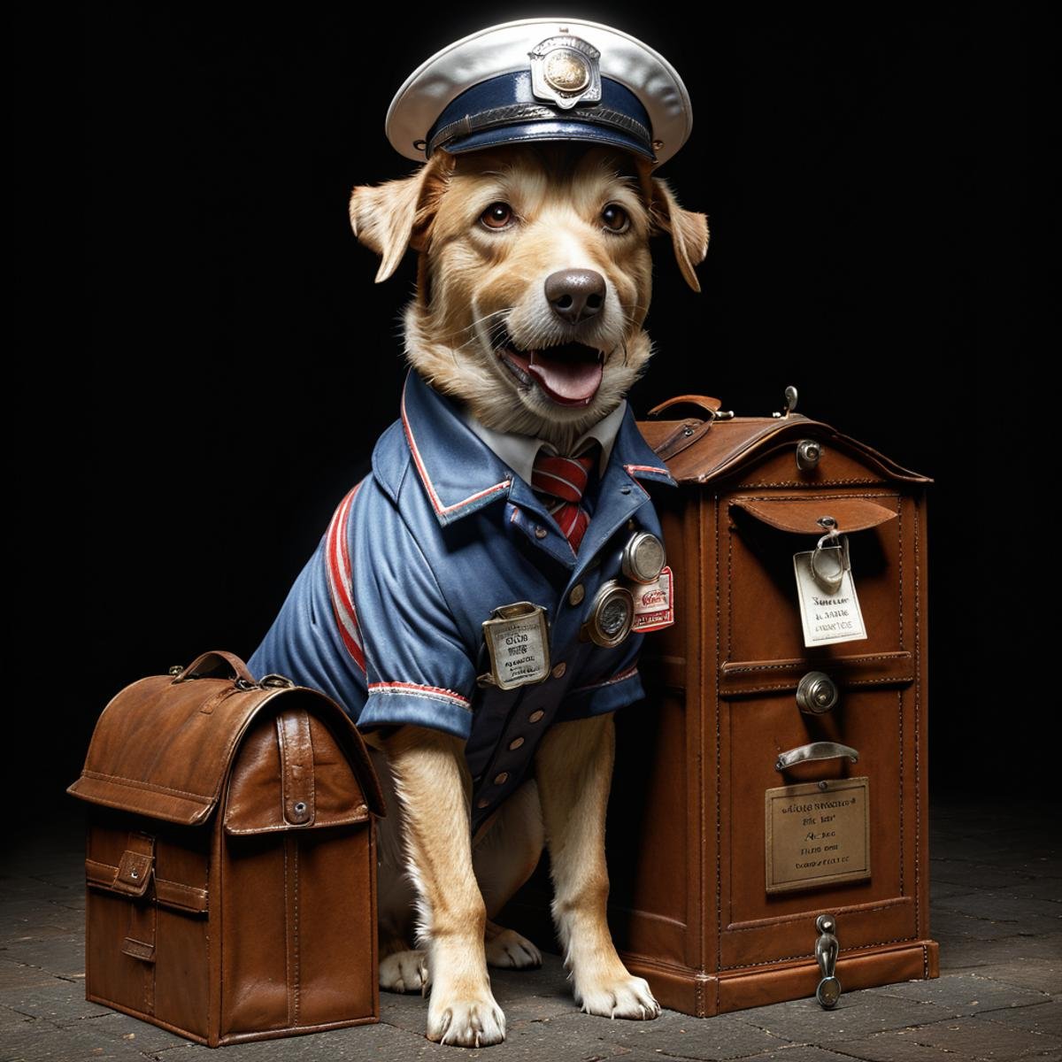 midjourneylora,  dog,  dressed as mailman by Zwaetschge on Tensor.Art