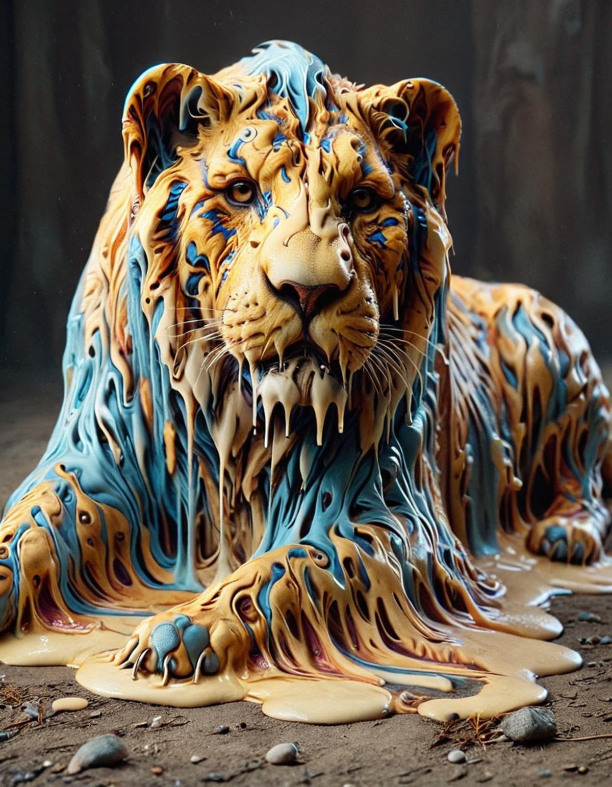 cinematic still meltinglora,  1lion,  melting fur . emotional by Zwaetschge on Tensor.Art