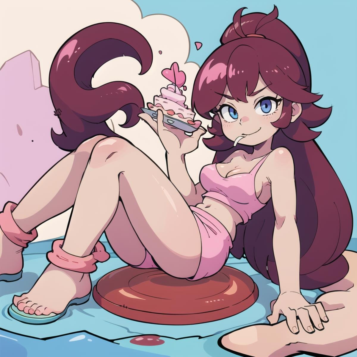 80's anime style,  JellyMage,  very long ponytail by TheFoodMage on Tensor.Art