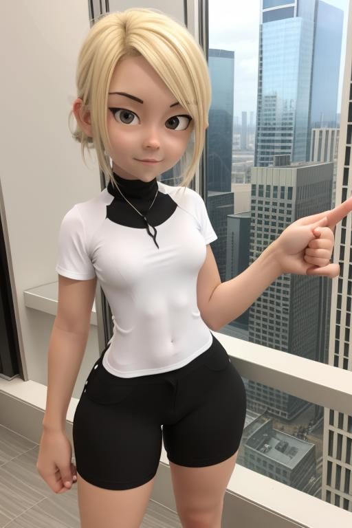 1girl,  standing on a skyscraper,  blonde hair by TheFoodMage on Tensor.Art