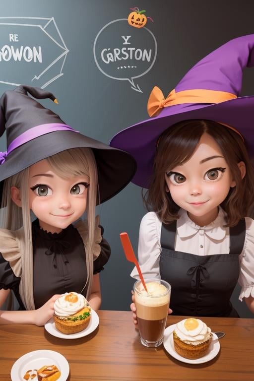 2girls,  at a cafe,  cartoon. colorful by TheFoodMage on Tensor.Art