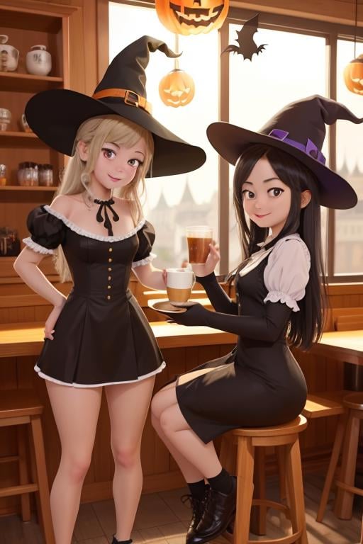 2girls,  at a cafe,  cartoon. colorful by TheFoodMage on Tensor.Art
