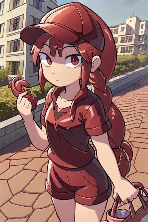 Jellymage delivering a fruit basket to an apartment,  rose bush,  sidewalk by TheFoodMage on Tensor.Art
