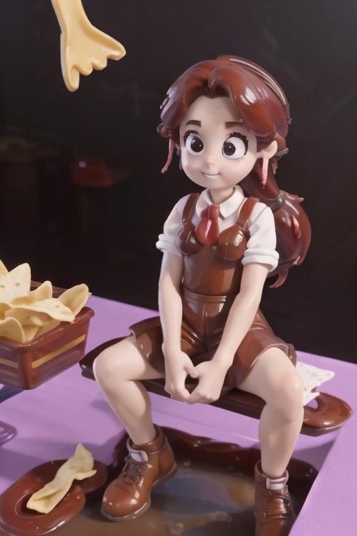 claymation,  80's anime style,  School JellyMage sitting on a desk in class by TheFoodMage on Tensor.Art