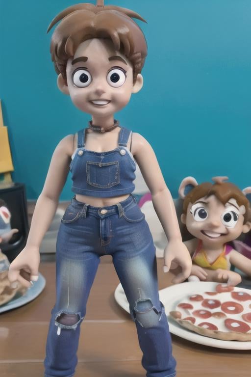 claymation,  80's anime style,  dirty room with homework by TheFoodMage on Tensor.Art