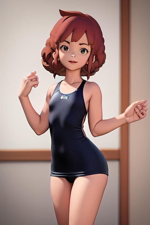 red hair,  standing,  one piece swimsuit by TheFoodMage on Tensor.Art