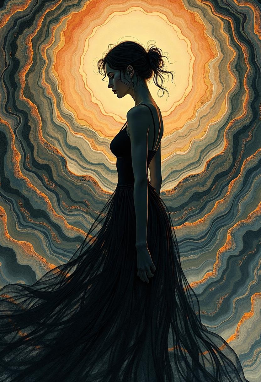 A mesmerizing painting blends the evocative elegance of Jean-Léon Gérôme with the expressive fluidity of Conrad Roset,  cr...