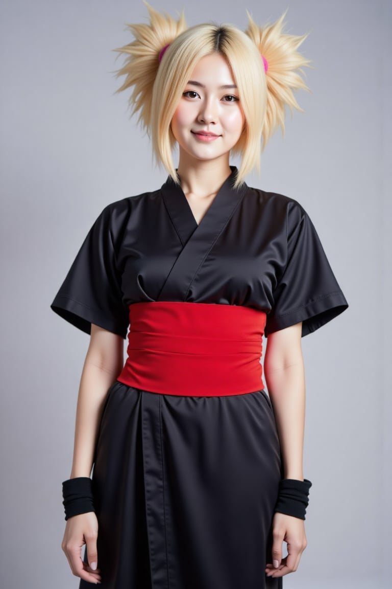asian woman,  blonde spiky twin ponytail hair,  half body studio portrait by Euforia Fatamorgana on Tensor.Art
