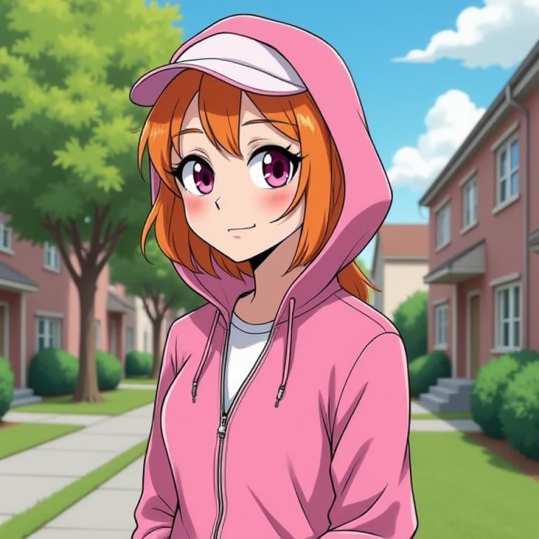 comic of Blossom in a jogging suit in the suburb by TensorCreditUnion on Tensor.Art