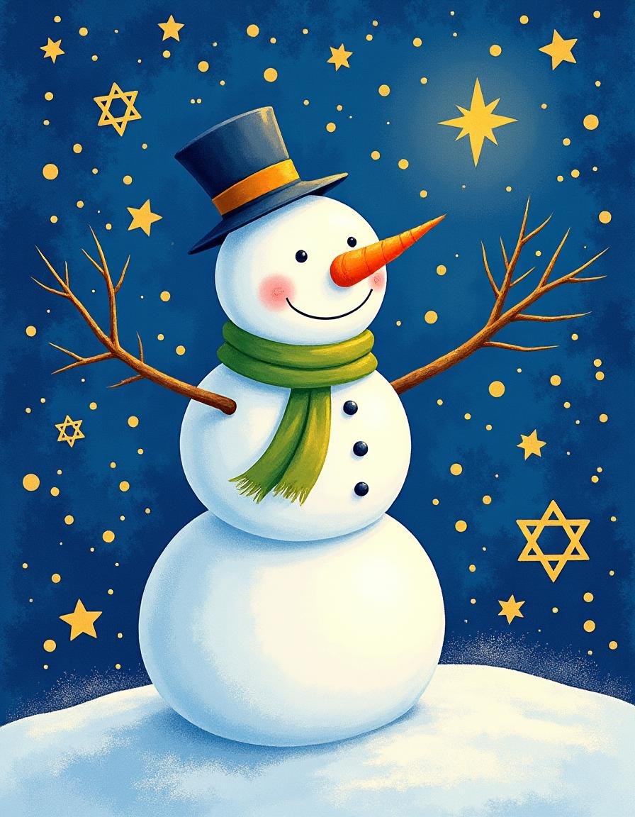 hanukkahcolors,  snowman with a carrot nose by TrafficMeany on Tensor.Art