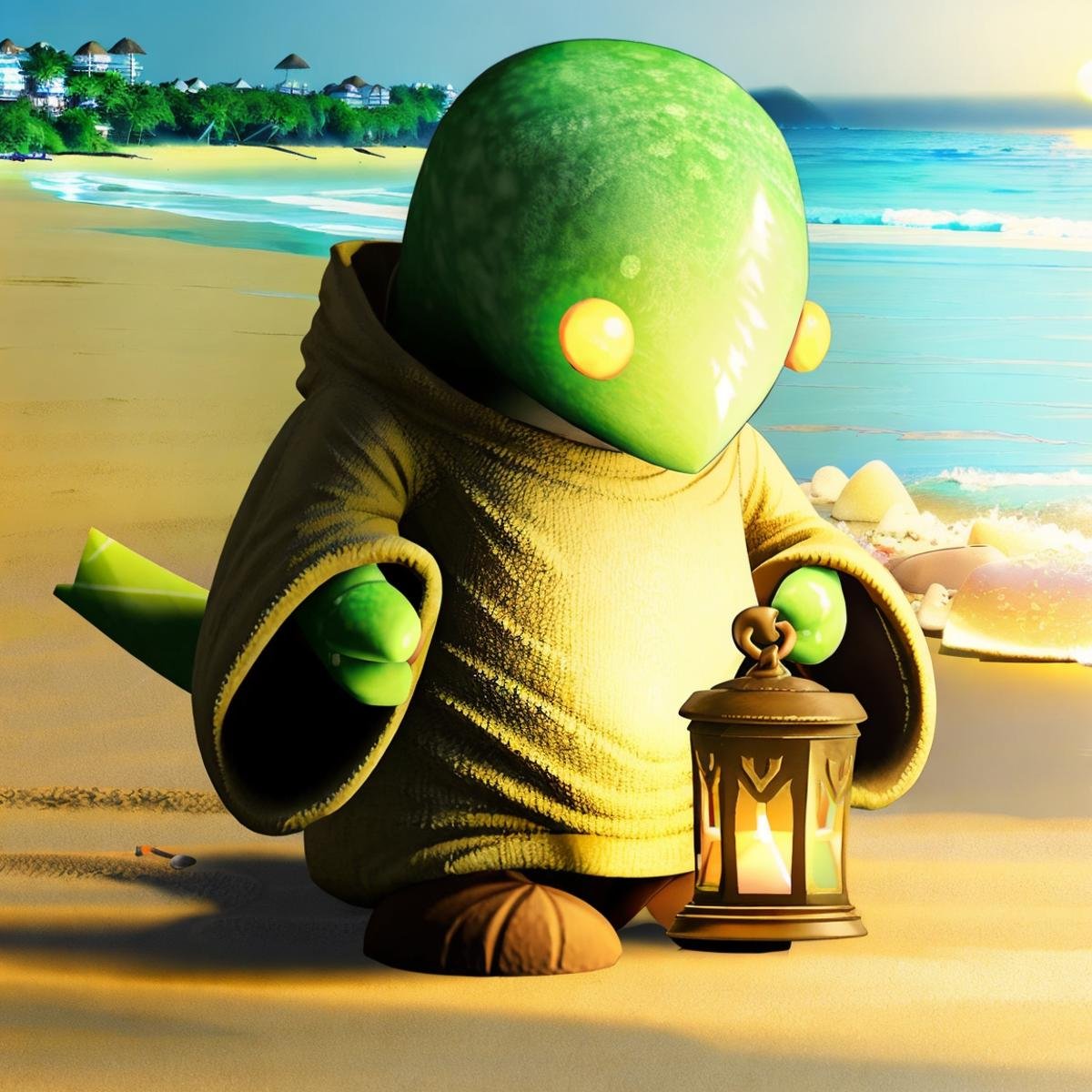 tonberry ((at the beach)),  holding knife and lantern by TrafficMeany on Tensor.Art