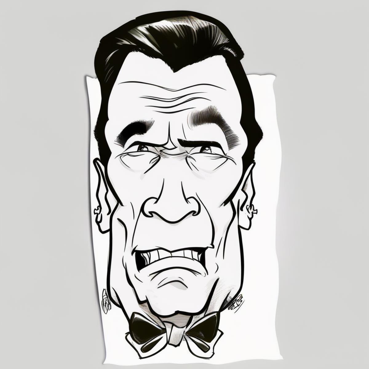 Caricatures style drawing of Arnold Schwarzenegger,  bowtie,  solo by TrafficMeany on Tensor.Art