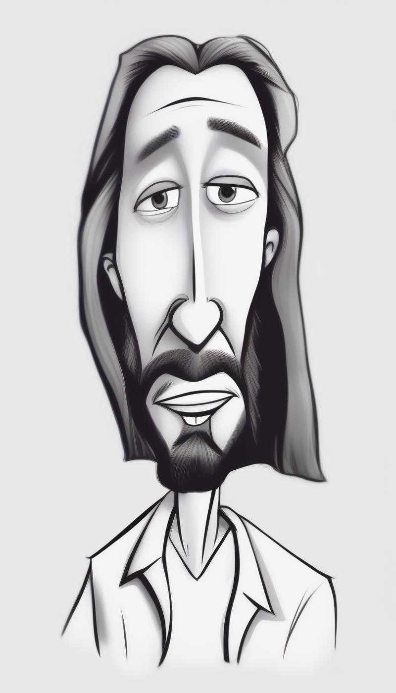 Caricature style drawing of Jesus Christ,  solo,  portrait by TrafficMeany on Tensor.Art