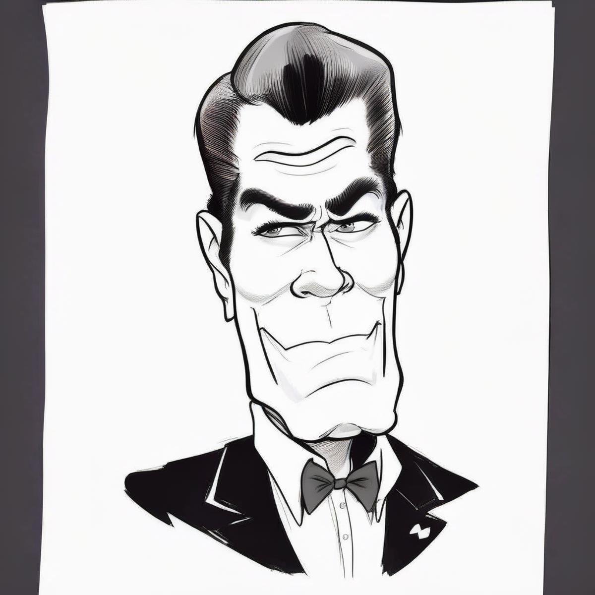 Caricatures style drawing of Ray Liotta,  ((on paper)),  bowtie by TrafficMeany on Tensor.Art