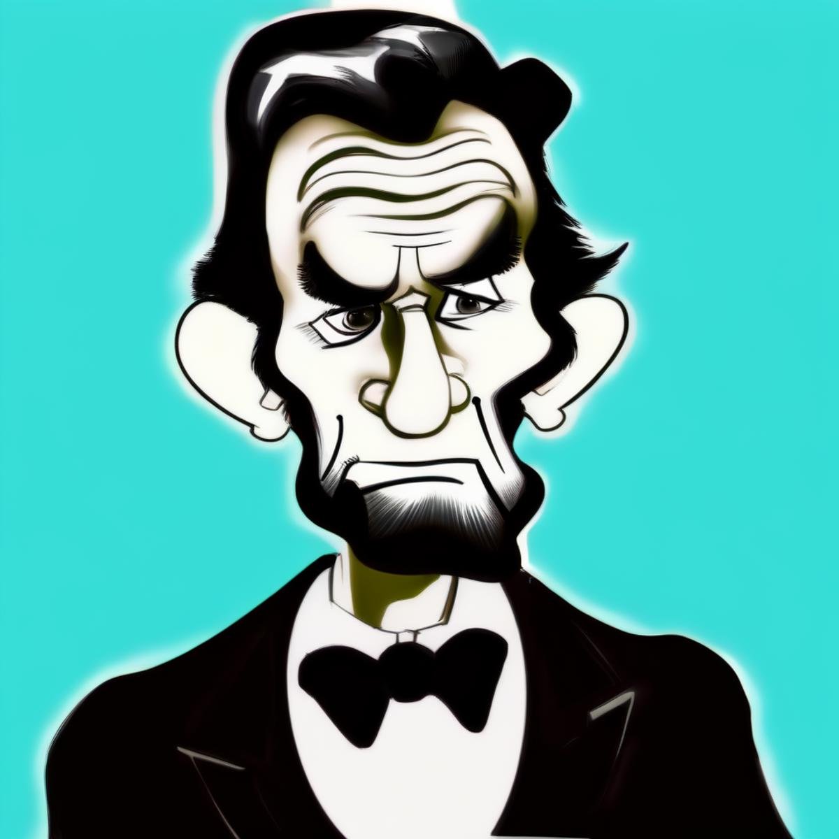 Caricatures style picture of Abraham Lincoln,  beard,  bowtie by TrafficMeany on Tensor.Art