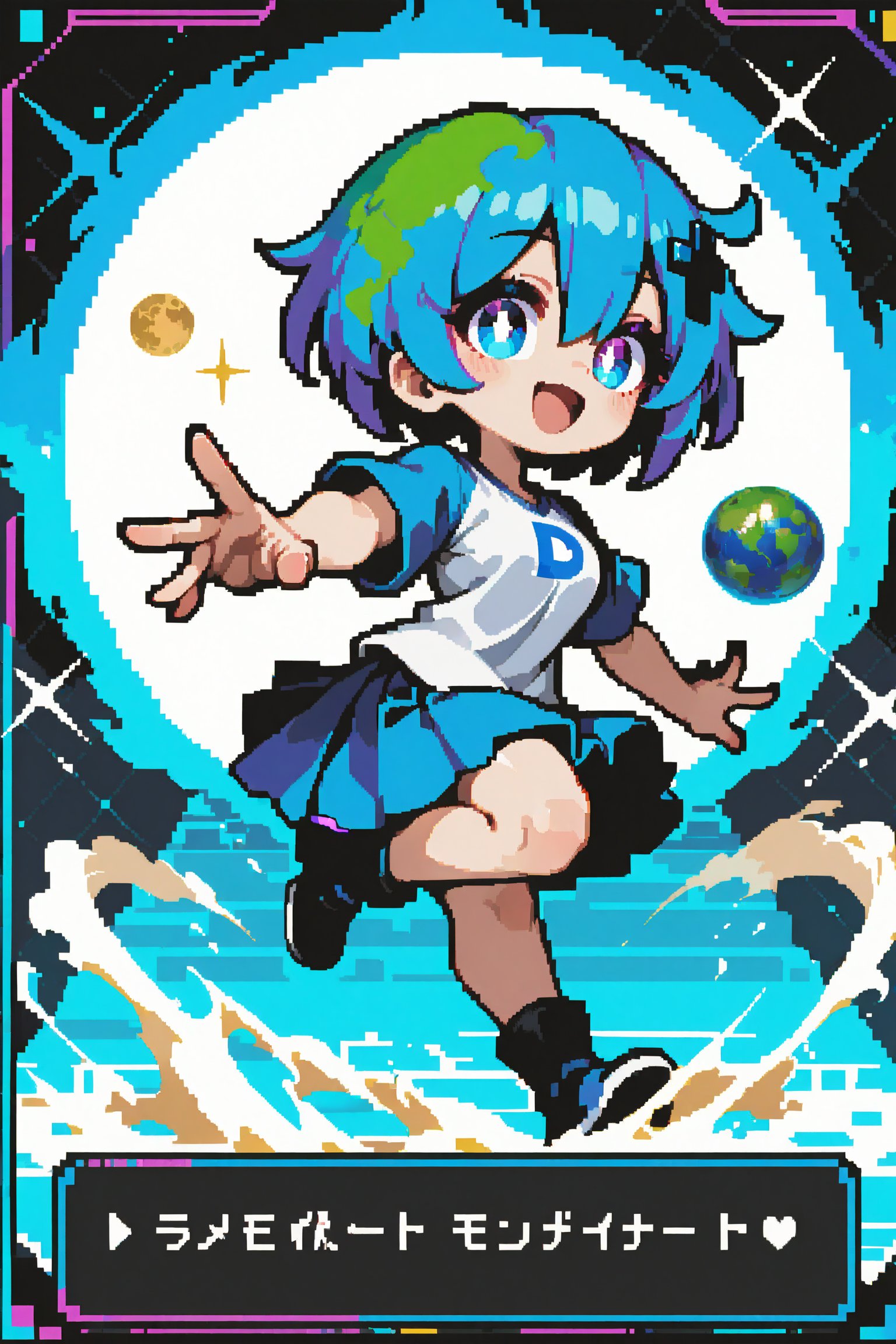 1girl,  chibi earth-chan,  pixel art by -JSP- on Tensor.Art