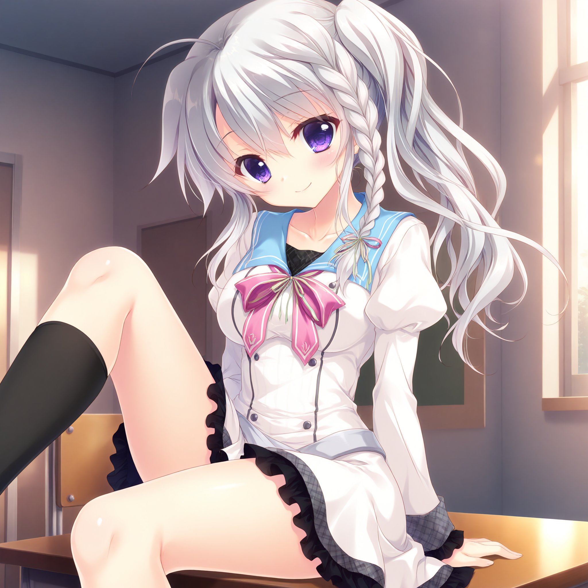 Sora,  sidelocks,  single braid by YDDLJW on Tensor.Art