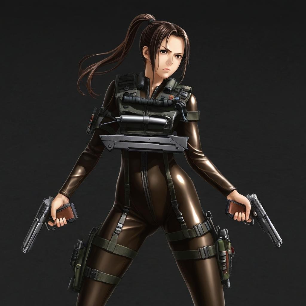 ponytail,  gun,  solo by user_745472349943511407 on Tensor.Art