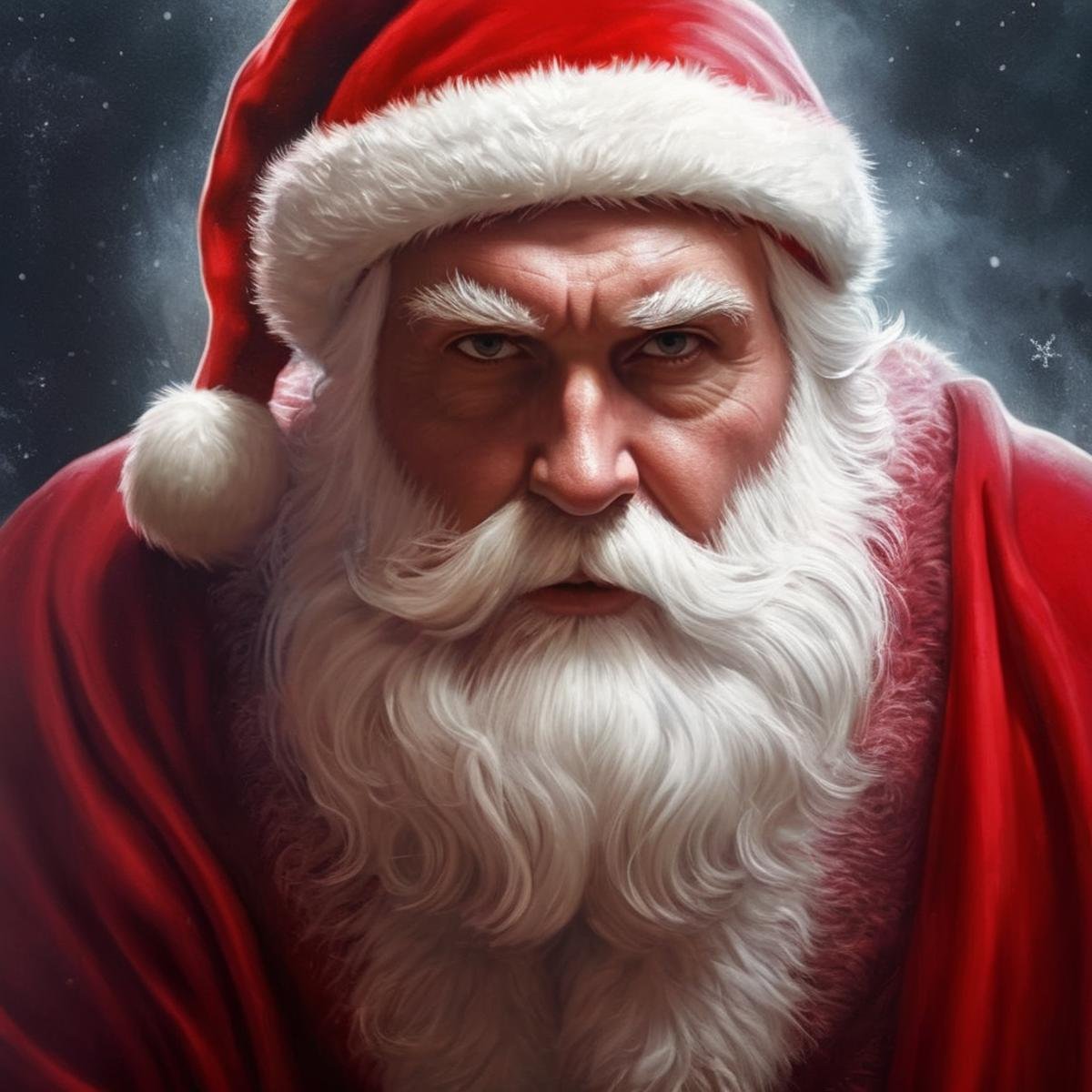 Hyperrealistic art of Santa Claus a skull face man in a red cloak and a red cape in Christmas Eve,  Extremely high-resolut...