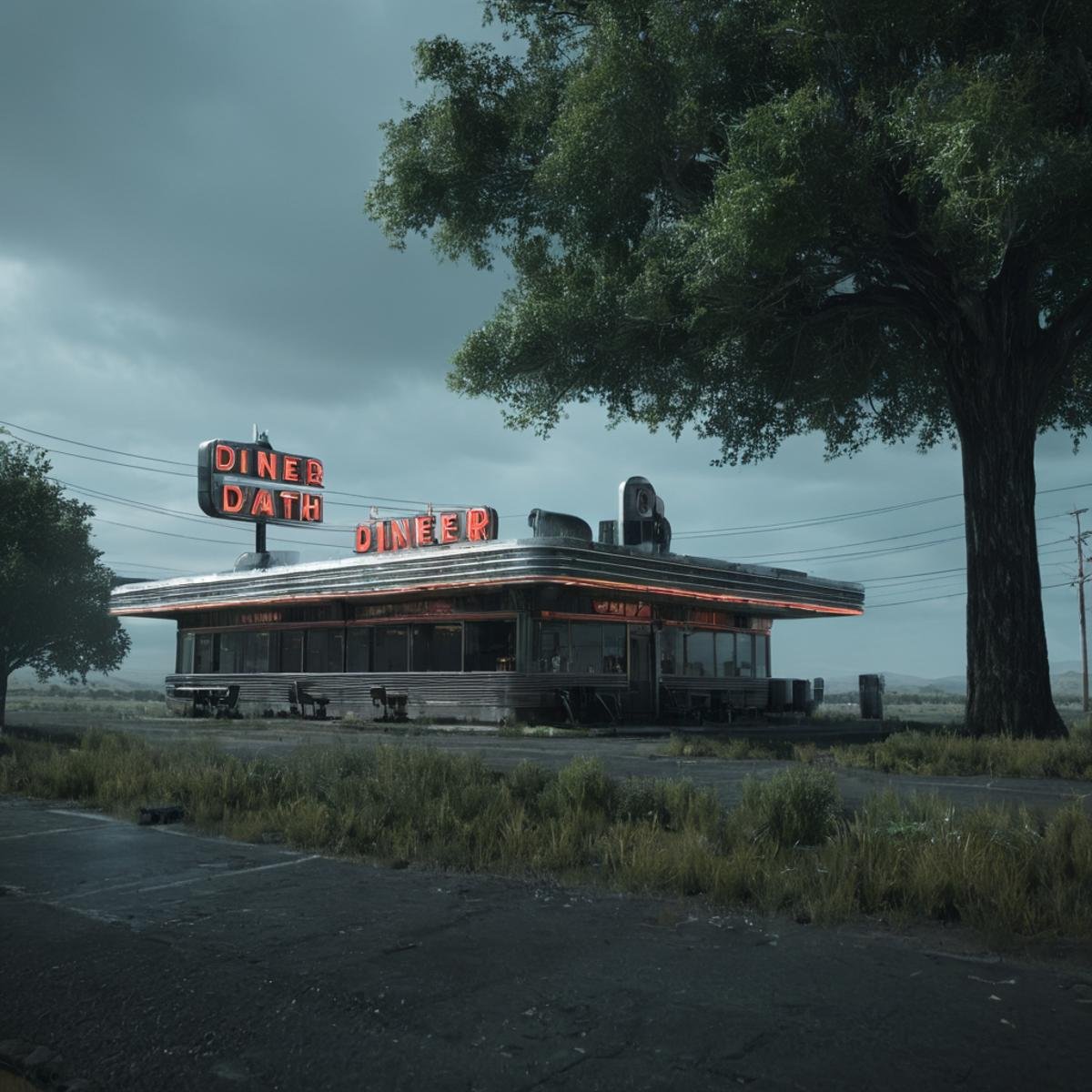professional 3d model of a diner with a sign that says diner,  outdoors,  day by EauDeNoire on Tensor.Art
