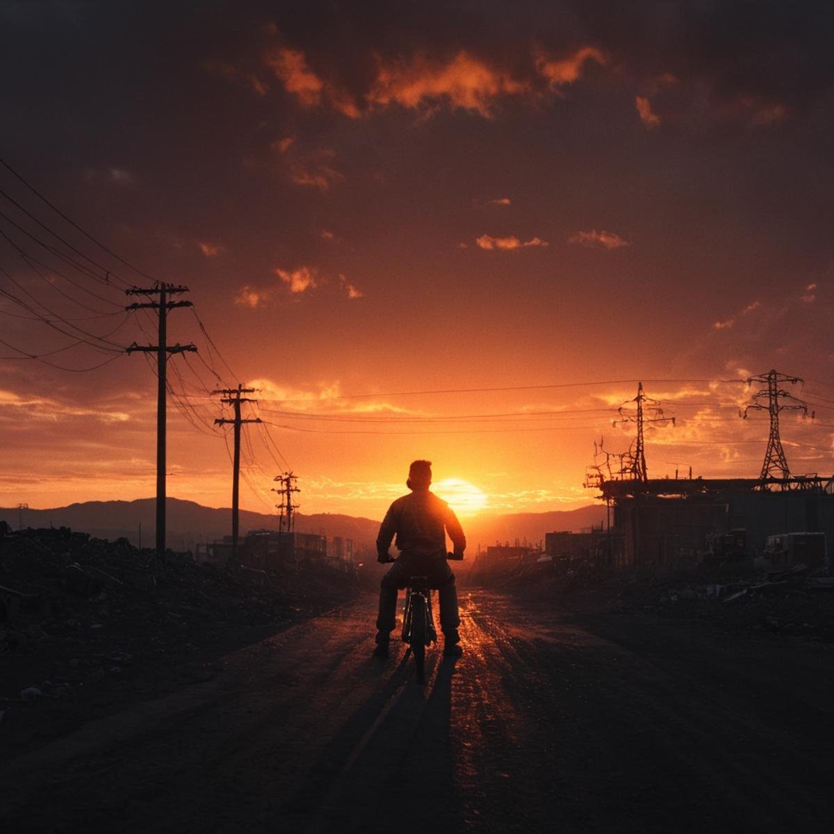 cinematic film still of a man standing in front of a sunset,  solo,  1boy by EauDeNoire on Tensor.Art
