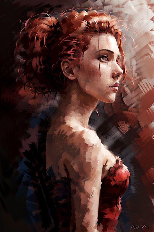 a close up portrait ofScarlett Johanssondynamic angle,  profile,  concept art masterpiece by Mytee on Tensor.Art