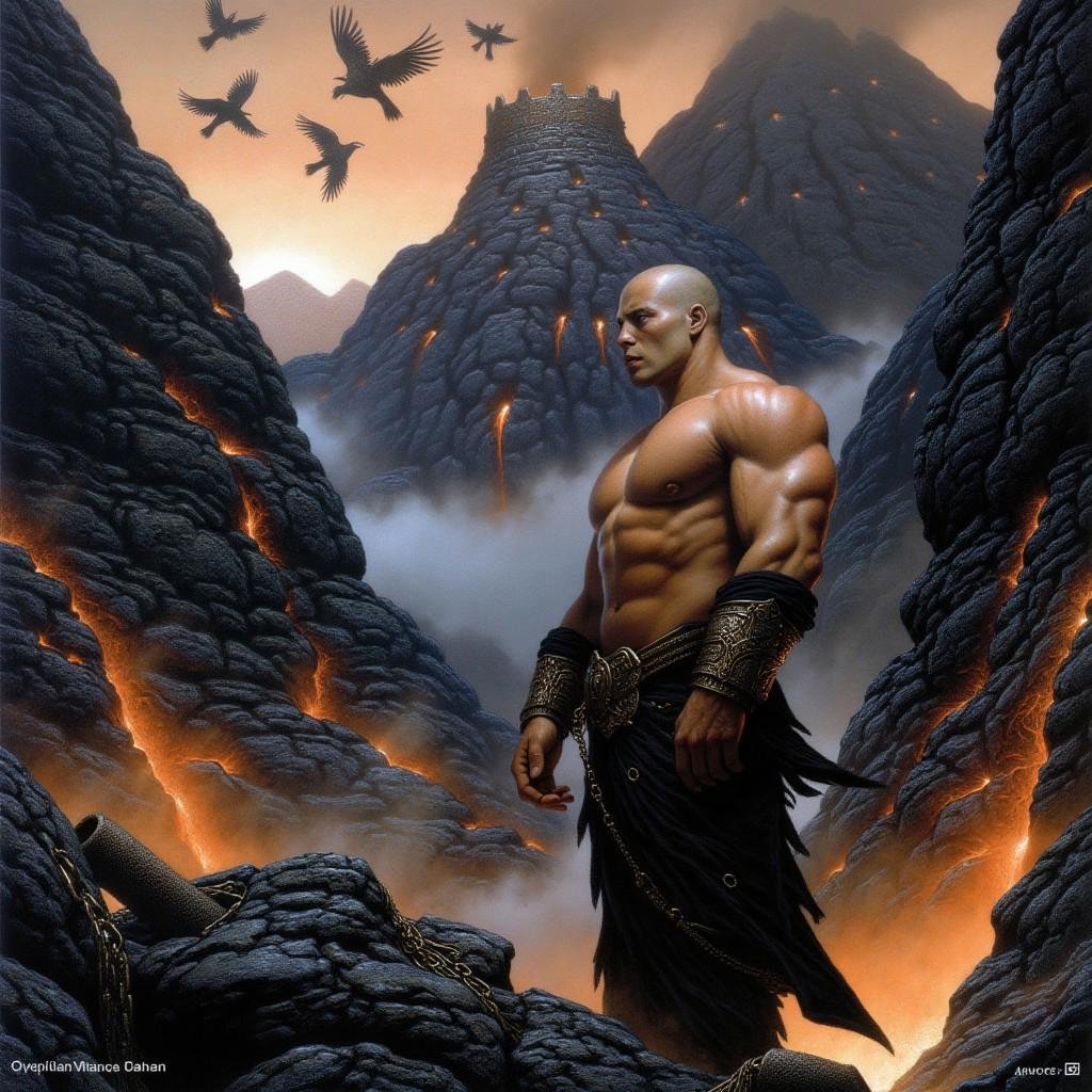 bald and muscular male warrior,  strong fat bacchanalian body,  muscular hairy torso by Jahangir on Tensor.Art