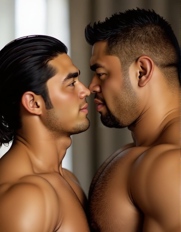 In this sultry scene male couple's lips almost touching,  unshaven,  the tension between them palpable by Jahangir on Tens...