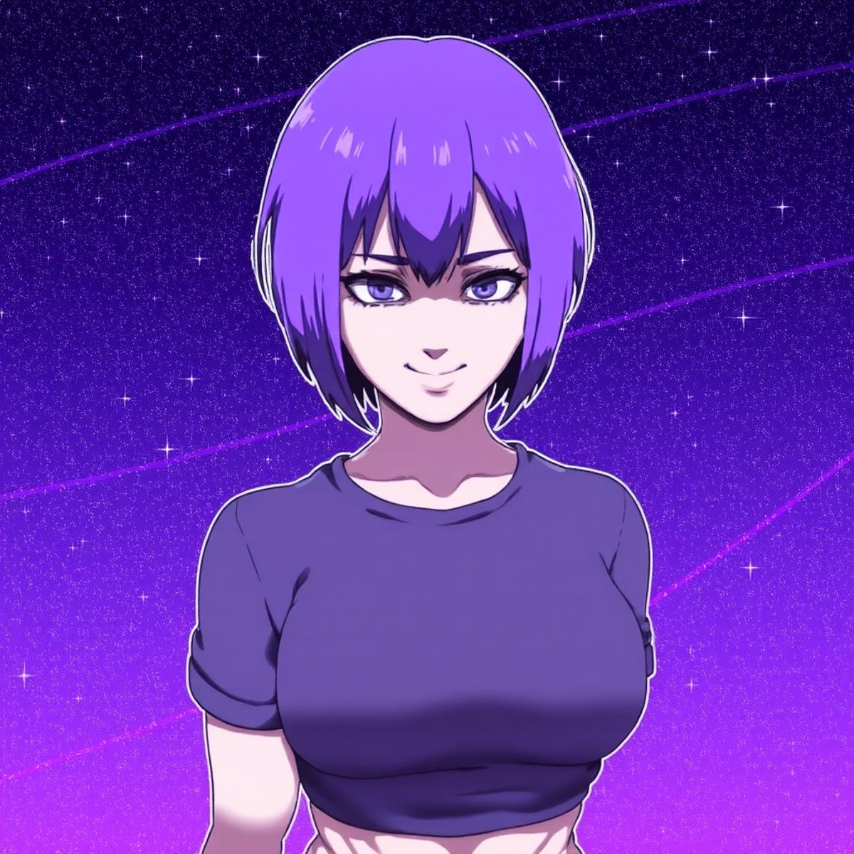 motion lines,  1girl Tomboy,  short purple hair by Ai_Art_Factory on Tensor.Art