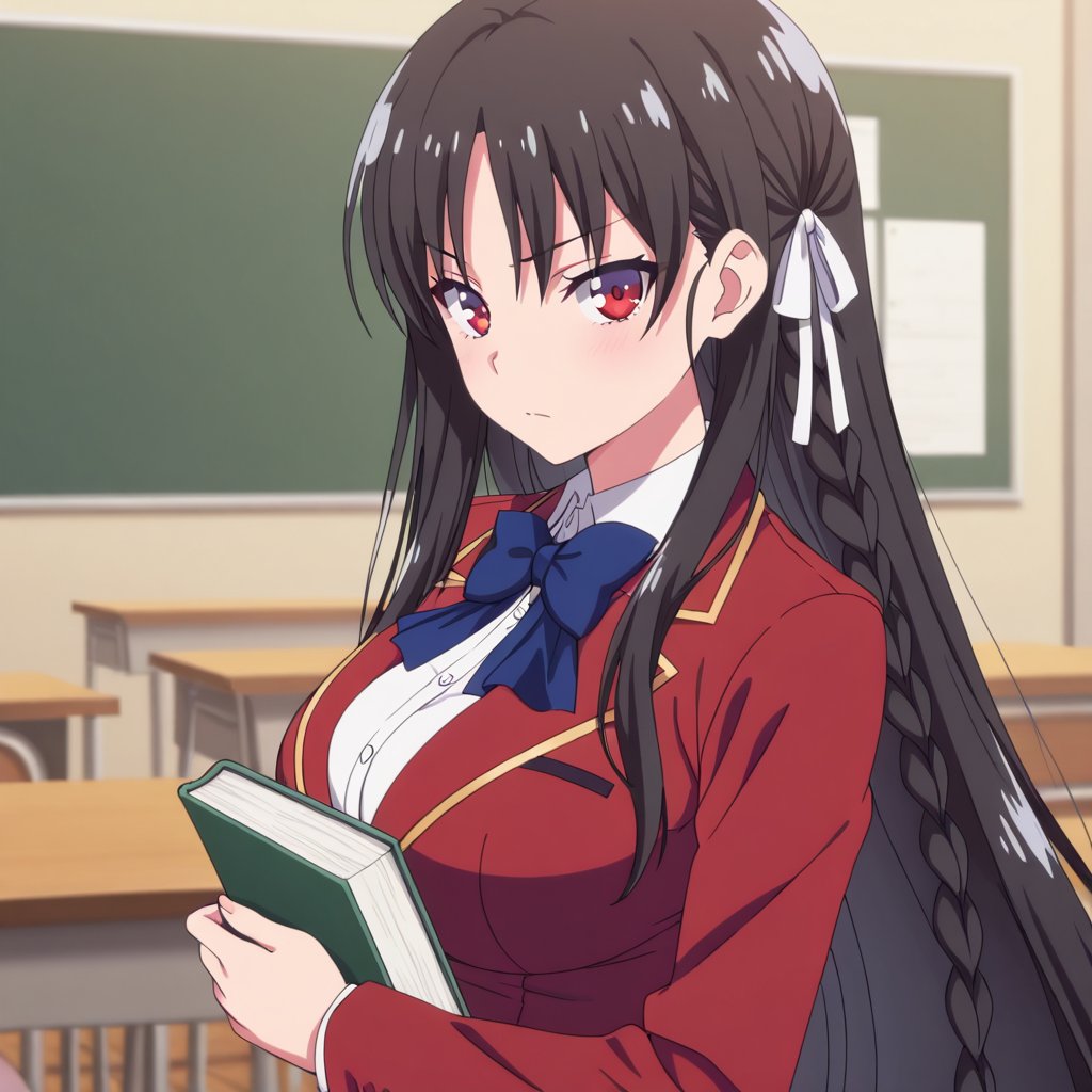 Horikita suzune (Youkoso Jitsuryoku Shijou Shugi no Kyoushitsu e),  black hair,  very long hair by A1tan on Tensor.Art