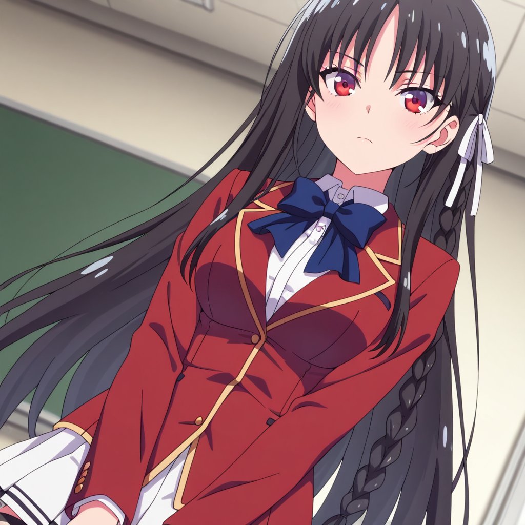 Horikita suzune (Youkoso Jitsuryoku Shijou Shugi no Kyoushitsu e),  black hair,  very long hair by A1tan on Tensor.Art