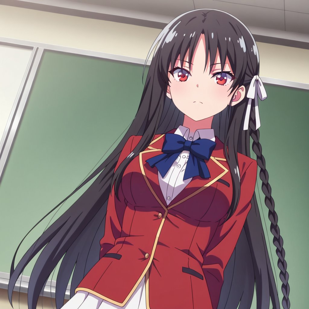 Horikita suzune (Youkoso Jitsuryoku Shijou Shugi no Kyoushitsu e),  black hair,  very long hair by A1tan on Tensor.Art
